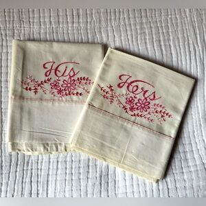 Vintage Pair His & Hers King Pillowcases NWOT